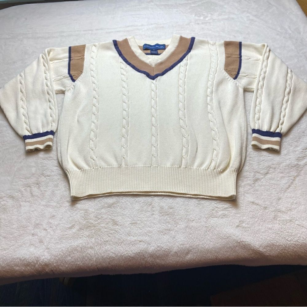 Nicklaus Cable Knit v Neck Long Sleeve Sweater Size Medium